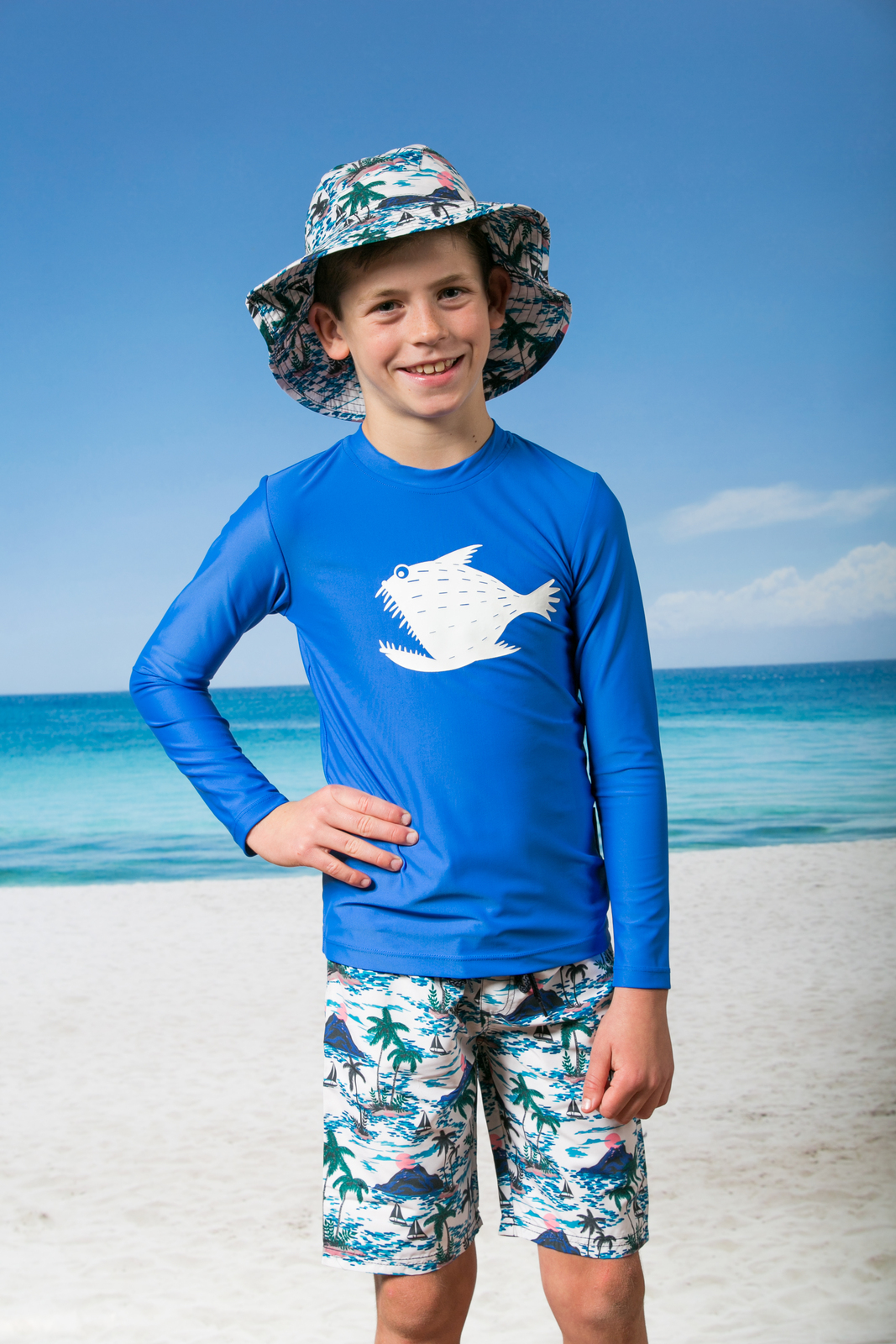 Boys Hawaii Boardies and Hat Bundle