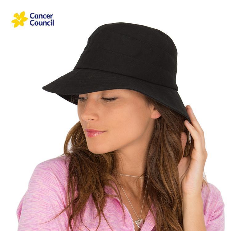 Ladies Black Golf Bucket Hat (Cancer Council)