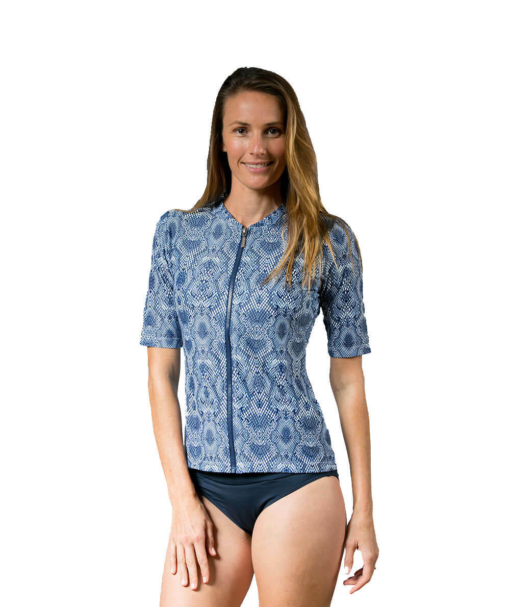 Ladies Short Sleeve Snake Skin Rashie  6,8,10,12