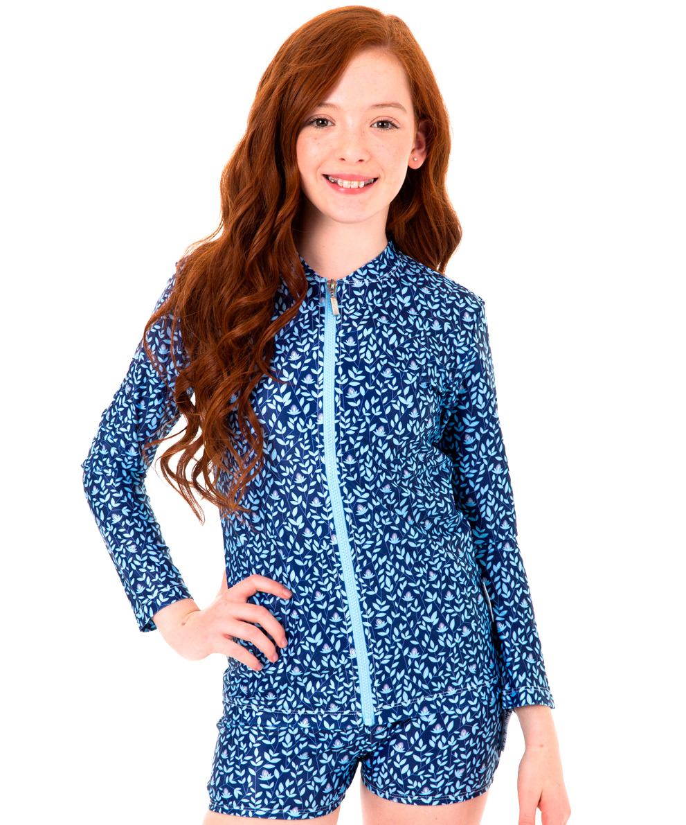 Girls Blueberry Long Sleeve Rashie (SIZES 1,2,3,4,6)
