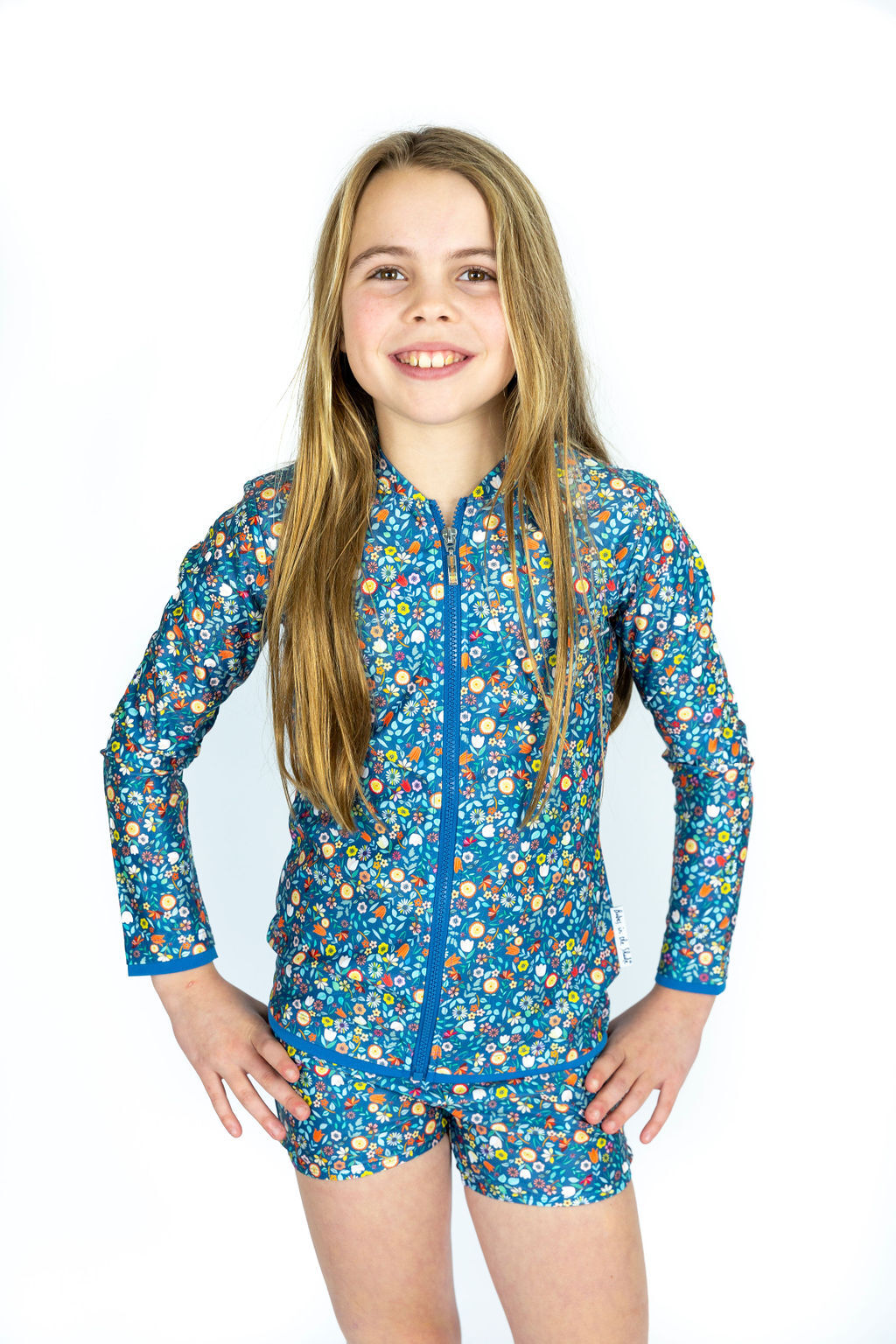 Girls Ditsy Blue Long Sleeve Rashie (Sizes 3,4,5,7)