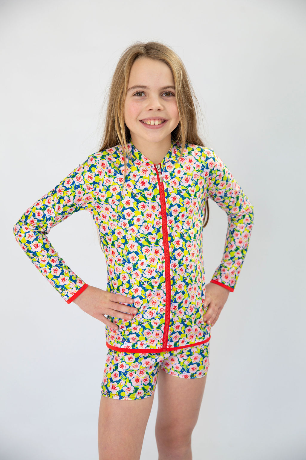 Girls Hibiscus Long Sleeve Rashie