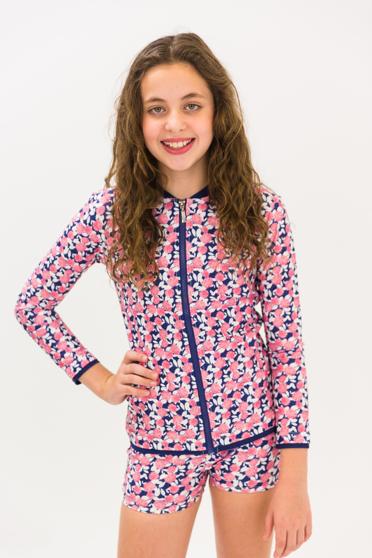 Girls Pom Pom Long Sleeve Rashie (SIZE 3,7)