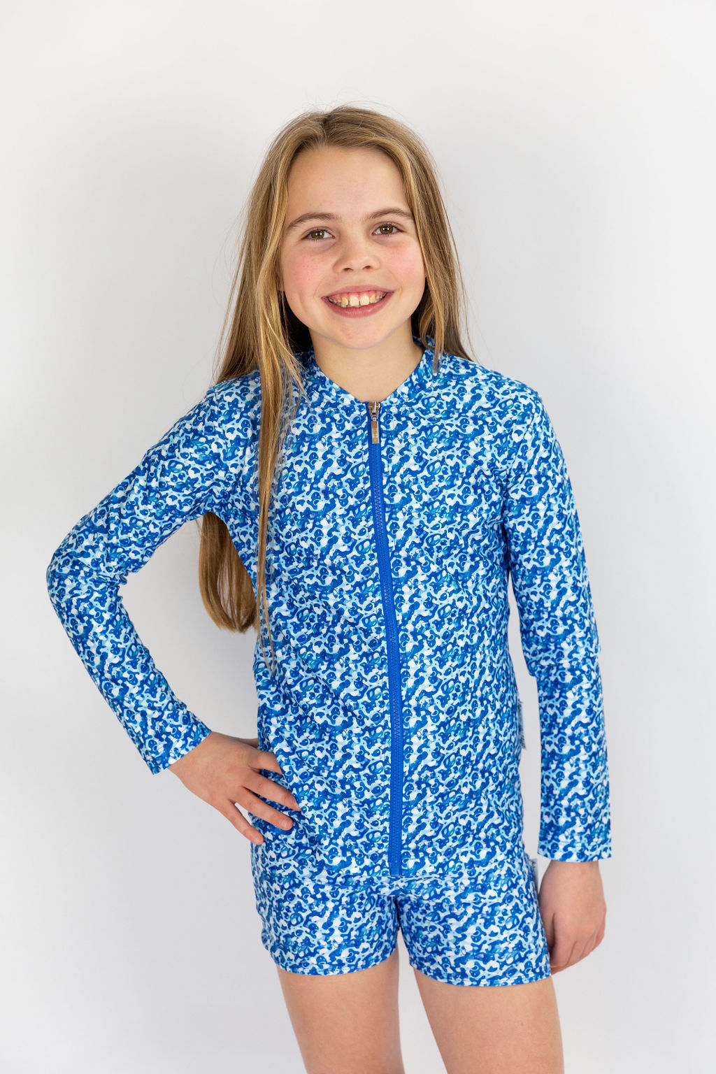 Girls Summer Blue Long Sleeve Rashie (SIZE 8)