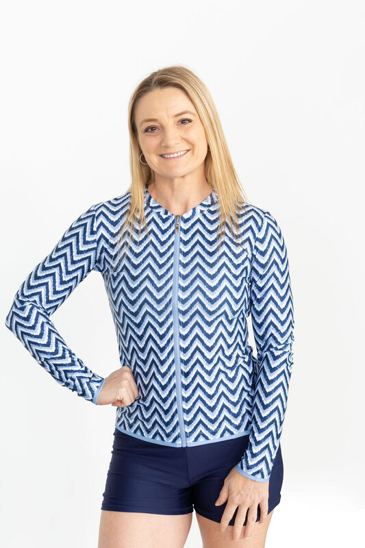 Ladies Long Sleeve Chevron Blue Rashie
