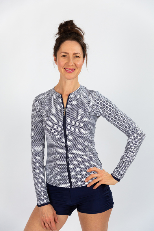 Ladies Long Sleeve Mamiko Navy Rashie 
