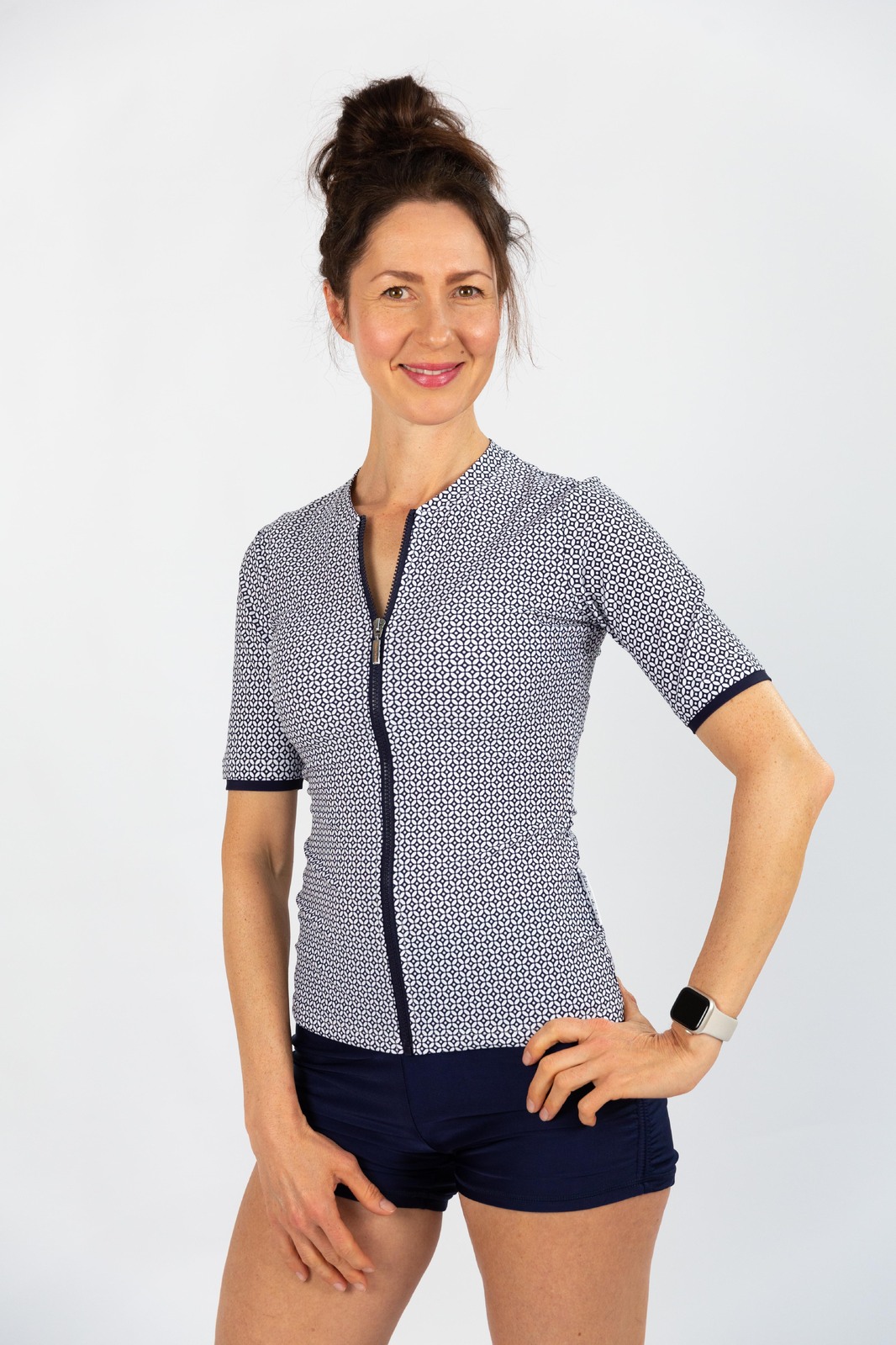 Ladies Short Sleeve Mamiko Navy Rashie 