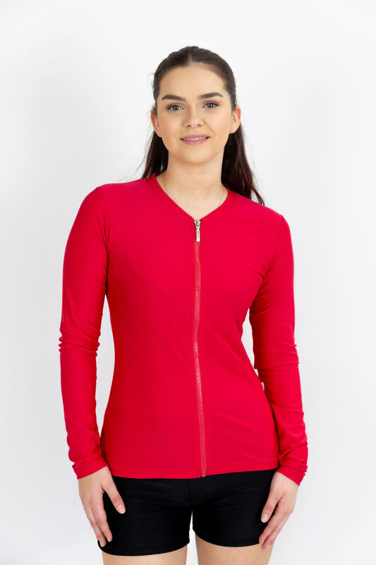 Ladies Long Sleeve Raspberry Red Rashie 