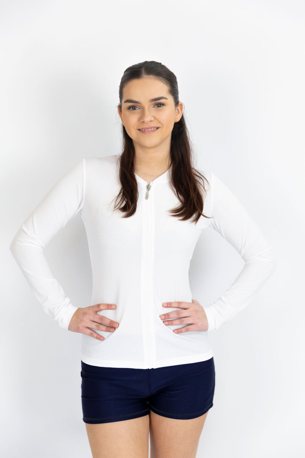 Ladies Long Sleeve Plain White Rashie