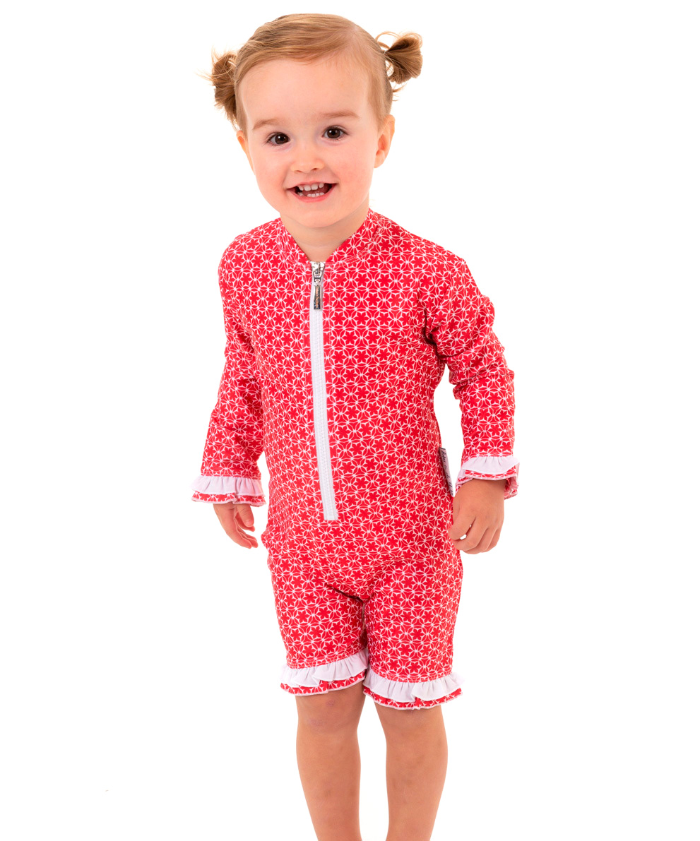Pinwheel Red Girls UV Suit (00,0,1)