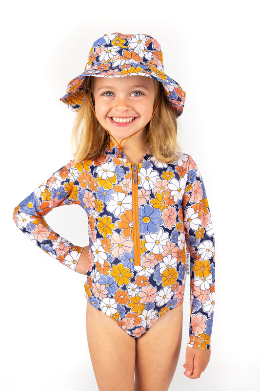 Girls Flower Power Long Sleeve Bathers (6,8,12,14)