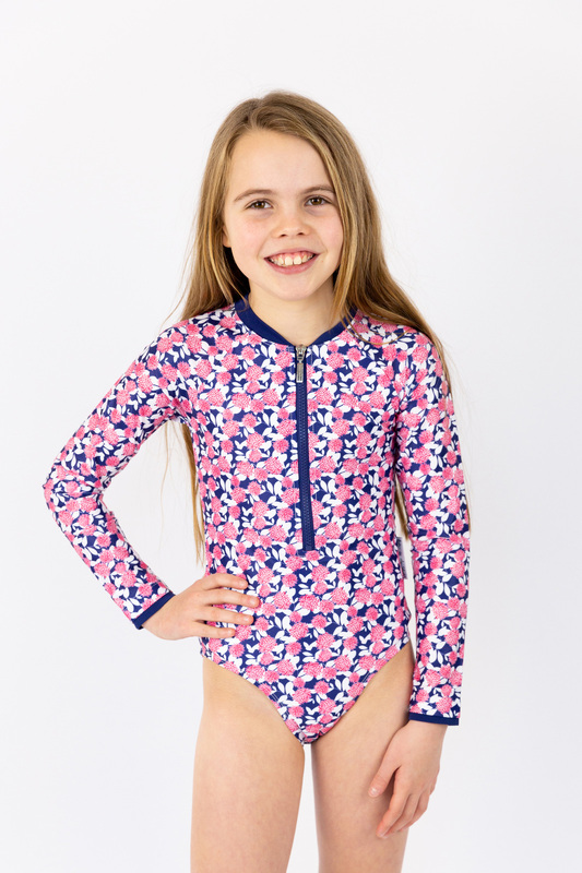 Pom Pom Long Sleeve Bathers | Girls Swimsuit | Free Shipping Over $50