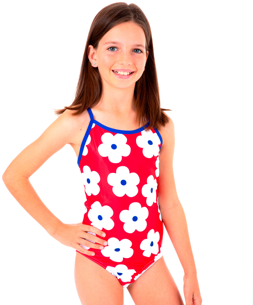Girls Red Flower Bathers (NO SIZE 8,10)