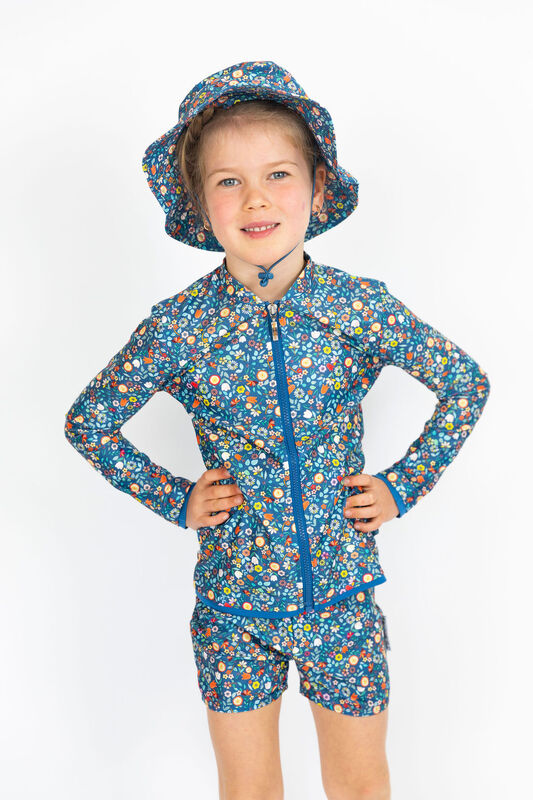Girls Ditsy Blue Swim Trunks
