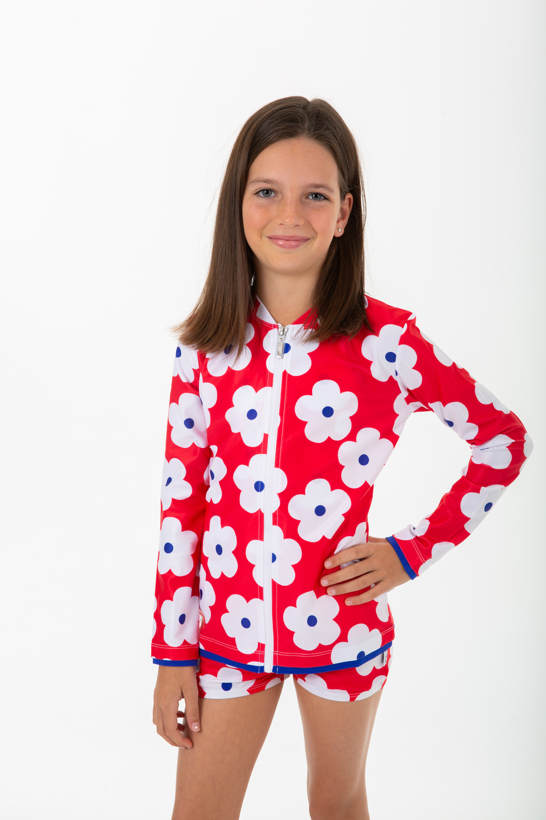 Girls Red Flower Trunk (Sizes 3-12, no size4)