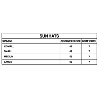 sun hats sizing
    		