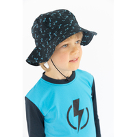 boy wearing the Dragonflies Swim Hat side view
    		