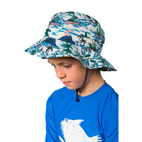 boy looking down wearing the Hawaii Hat 
    		