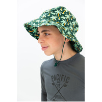 side view of boy wearing the Palm Trees Swim Hat
    		