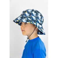 side view of boy wearing the Summer Fun Swim Hat
    		