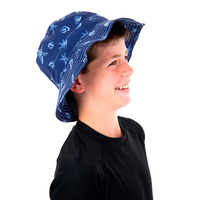 side view of boy wearing the Shell Swim Hat 
    		