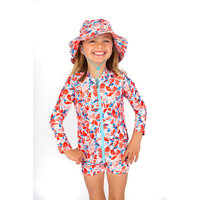 side view of a girl wearing Swim Hat CORAL
    		