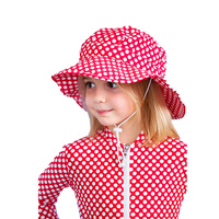 side view of girl wearing Spotti Raspberry Hat 
    		
