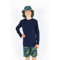 boy wearing Boys Abstract Boardies and Hat Bundle
    		