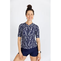 Ladies Blue Acacia SS Rashie & Swim Shorts 
    		
