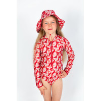 girl wearing girls butterfly long sleeve bathers bundle
    		