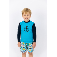 Long Sleeve Kids Lightning Blue Rashie (3-6,12,14)
    		