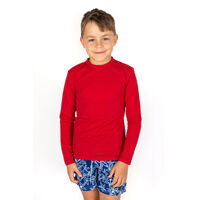 Long Sleeve Kids Plain Red Rashie 
    		
