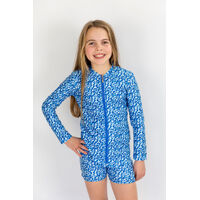 Girls Summer Blue Long Sleeve Rashie (SIZE 8)
    		