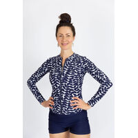 Ladies Long Sleeve Blue Acacia Rashie 
    		