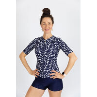 Ladies Short Sleeve Blue Acacia Rashie 
    		