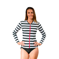 Ladies Long Sleeve Black Stripe Rashie SIZE 6
    		