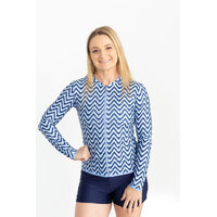 Ladies Long Sleeve Chevron Blue Rashie
    		
