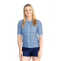 Ladies Short Sleeve Chevron Blue Rashie
    		