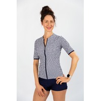 Ladies Short Sleeve Mamiko Navy Rashie 
    		