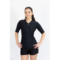 Ladies Short Sleeve Plain Black Rashie
    		