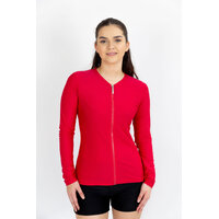 Ladies Long Sleeve Raspberry Red Rashie 
    		