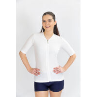 Ladies Short Sleeve Plain White Rashie 
    		