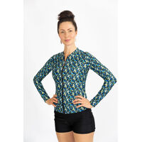 Ladies Long Sleeve Retro Blooms Rashie SIZE 6 ONLY
    		