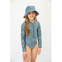 Girls Ditsy Blue Long Sleeve Bathers (4,8,12,14)
    		