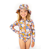Girls Flower Power Long Sleeve Bathers (6,8,12,14)
    		