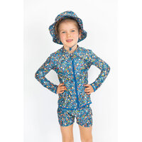 Ditsy Blue Trunks Girls Swim Bottoms
    		