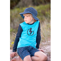 boy wearing the Blue Fish Swim Hat
    		