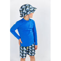 side view of boy wearing the Summer Fun Swim Hat
    		