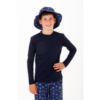 boy wearing the Shell Swim Hat 
    		