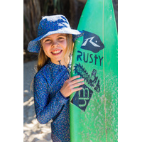 girl with surfboard wearing the Candy Sprinkles Swim Hat
    		